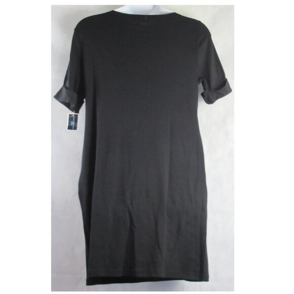 Karen Scott Women's 100% Cotton Knit Cuffed-Short-Sleeve Dress, Black, XL - Picture 3 of 7